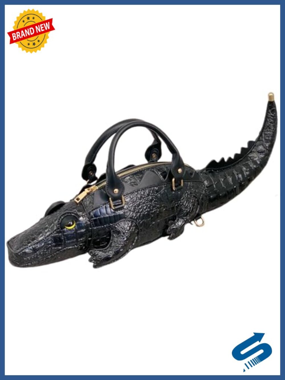 Men's PU Leather Novelty 3D Crocodile Crossbody Handbag Multifunctional